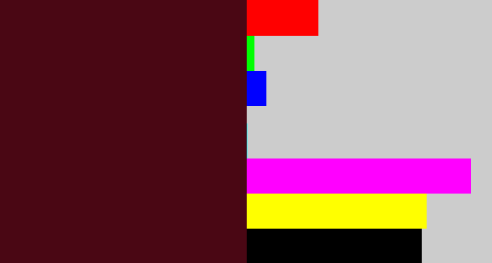 Hex color #4a0714 - dark maroon