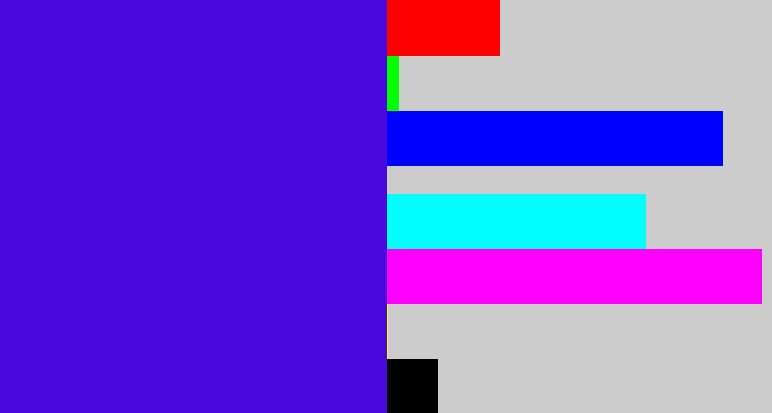 Hex color #4a07de - blue violet