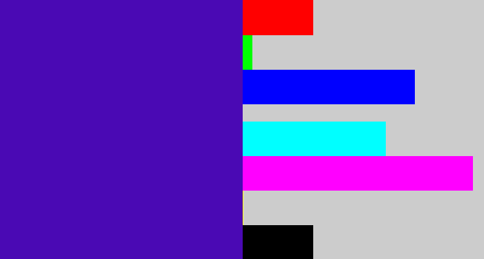 Hex color #4a09b4 - indigo blue