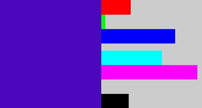 Hex color #4a09bb - violet blue