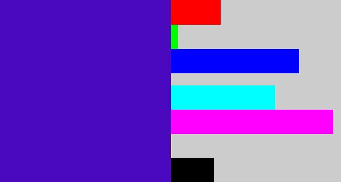 Hex color #4a09be - violet blue