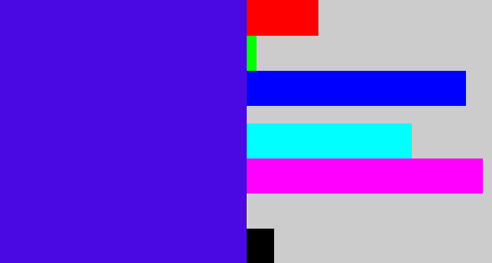 Hex color #4a09e2 - blue violet