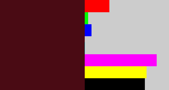 Hex color #4a0b14 - dark maroon