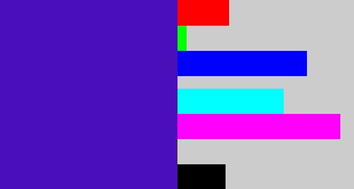 Hex color #4a0eba - violet blue