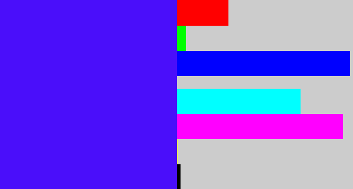 Hex color #4a0efa - blue/purple