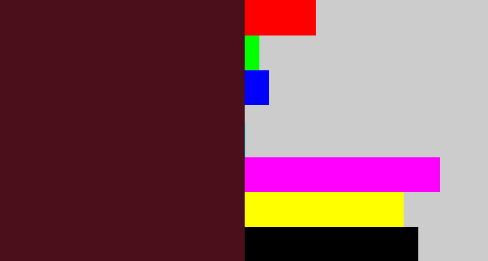 Hex color #4a0f1a - dark plum