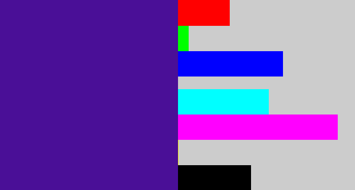 Hex color #4a0f97 - indigo