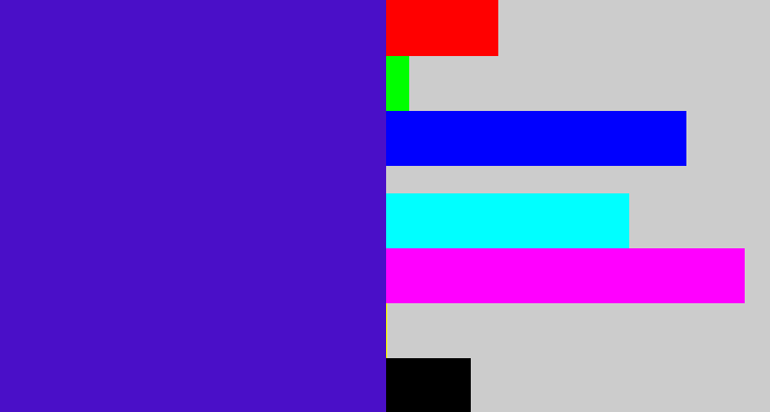 Hex color #4a0fc8 - violet blue