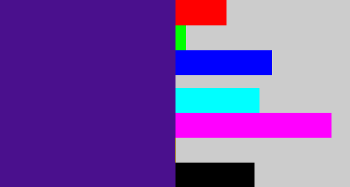 Hex color #4a108d - indigo