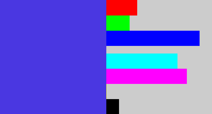 Hex color #4a37e1 - purpley blue