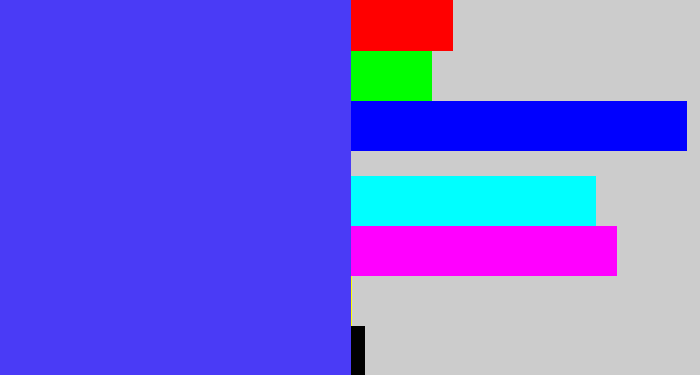 Hex color #4a3bf6 - light royal blue