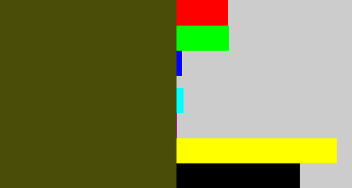 Hex color #4a4d07 - green brown