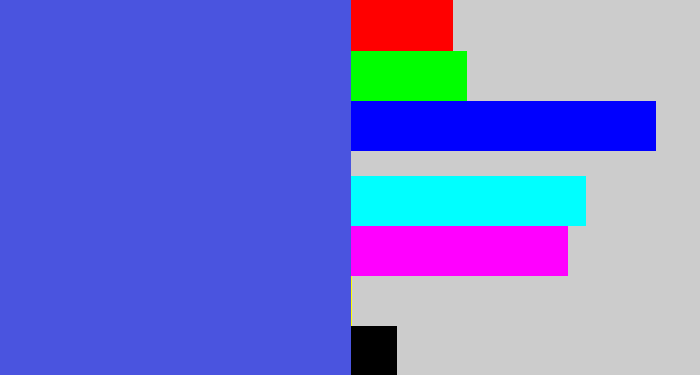 Hex color #4a54df - warm blue