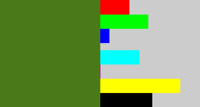 Hex color #4a7a18 - sap green