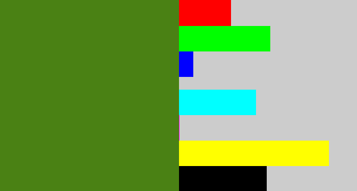 Hex color #4a8114 - sap green