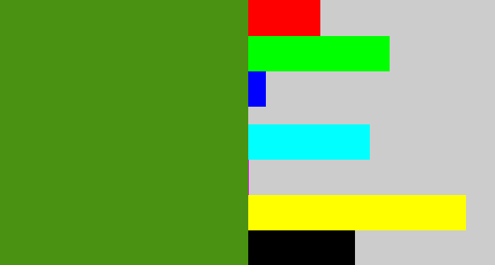 Hex color #4a9211 - grass green