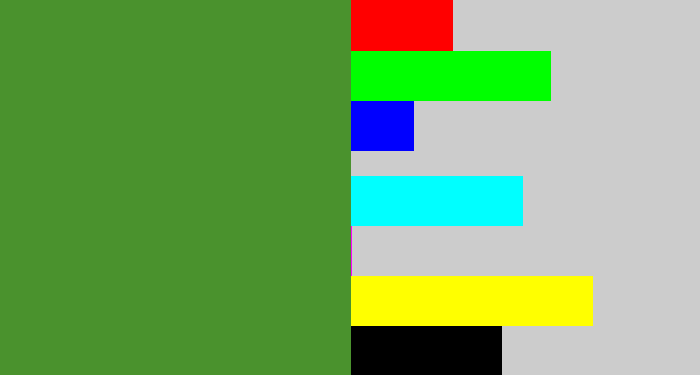 Hex color #4a922d - fern green