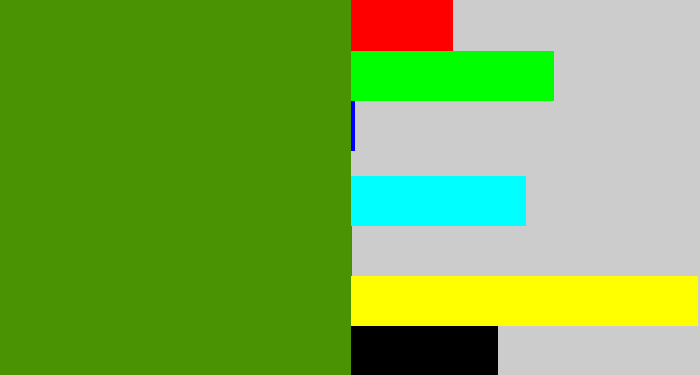 Hex color #4a9302 - grassy green