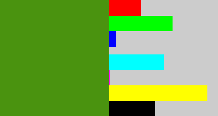 Hex color #4a930f - grass green