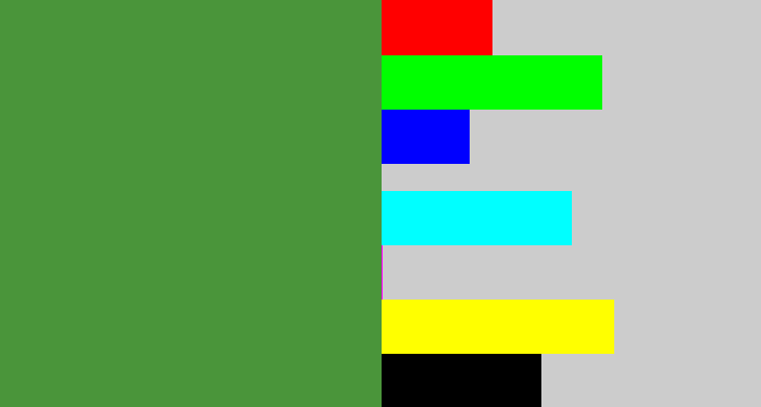 Hex color #4a953a - fern green