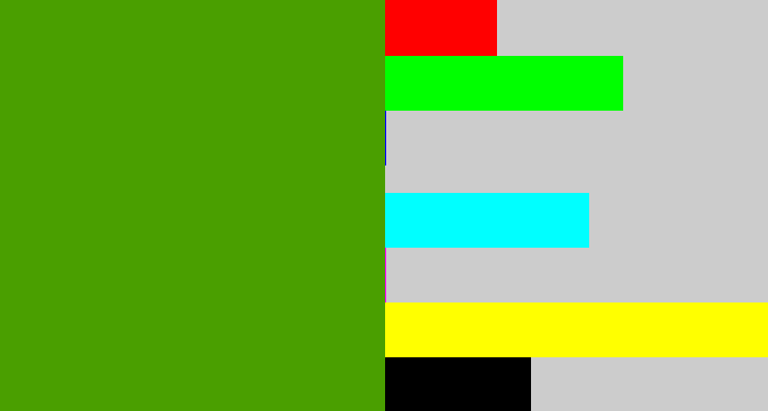 Hex color #4a9f00 - grassy green