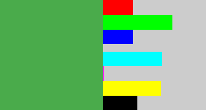Hex color #4aab4b - mid green