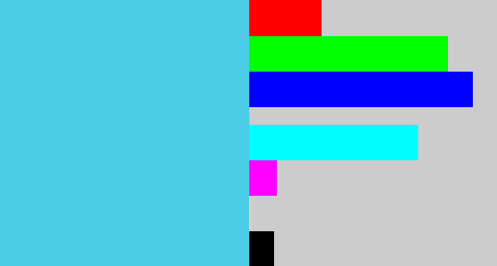 Hex color #4acde6 - lightblue