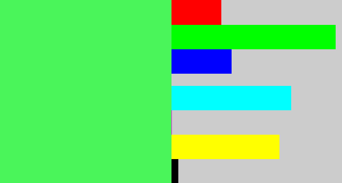 Hex color #4af55a - light neon green