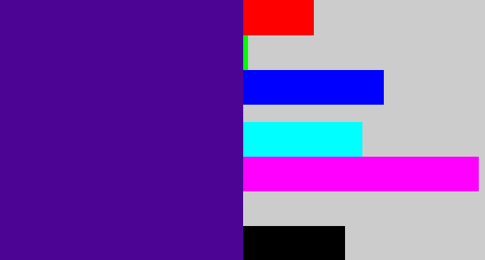 Hex color #4b0493 - indigo