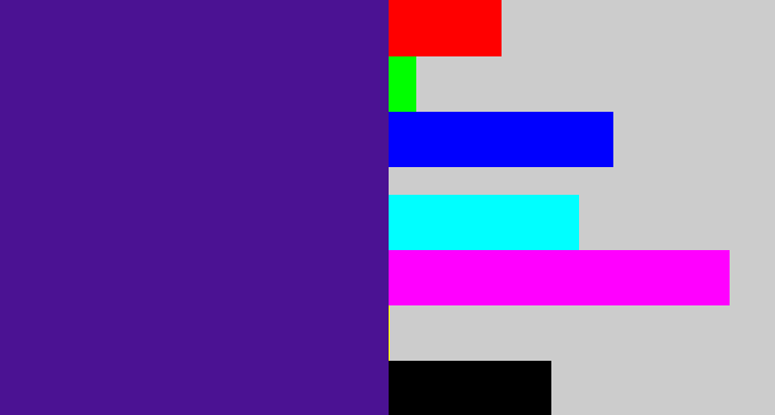 Hex color #4b1293 - indigo