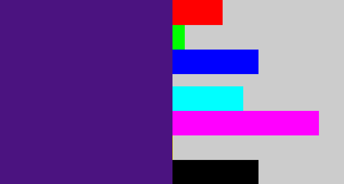 Hex color #4b1380 - indigo