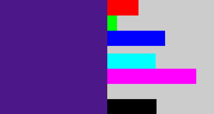Hex color #4b1789 - indigo