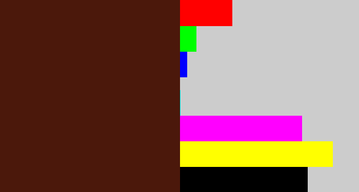 Hex color #4b180b - chocolate brown