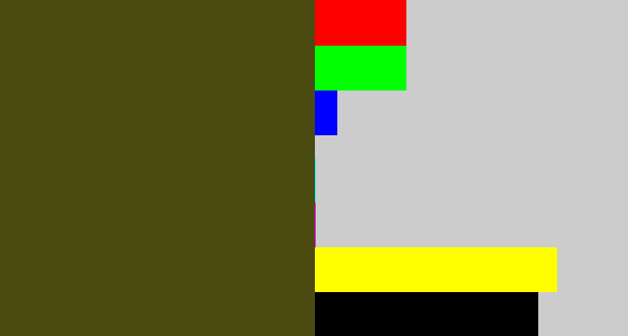 Hex color #4b4b11 - green brown