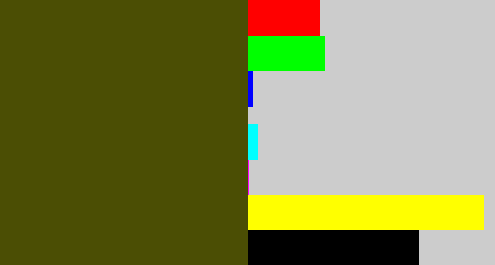 Hex color #4b4e04 - green brown