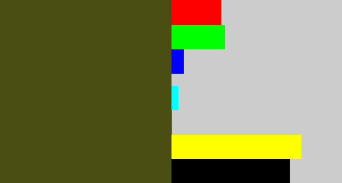 Hex color #4b4e13 - army green
