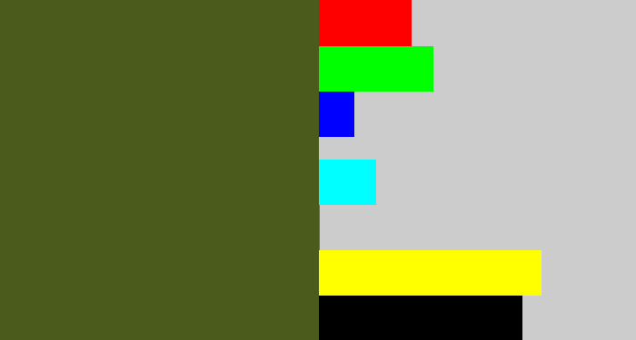 Hex color #4b5b1b - army green