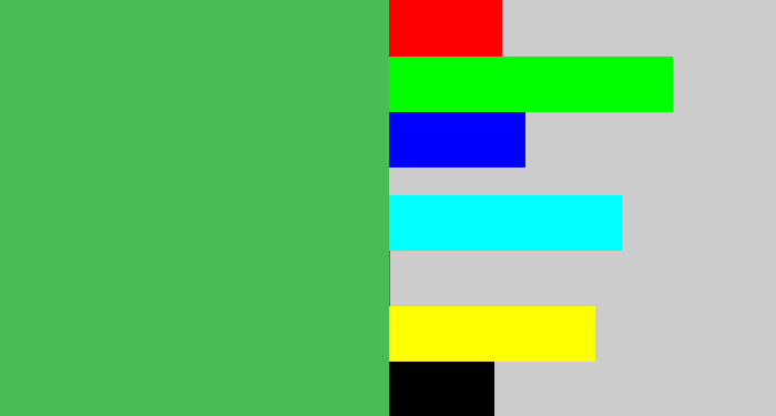 Hex color #4bbb58 - dark pastel green