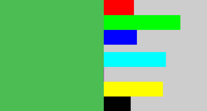 Hex color #4bbd52 - dark pastel green