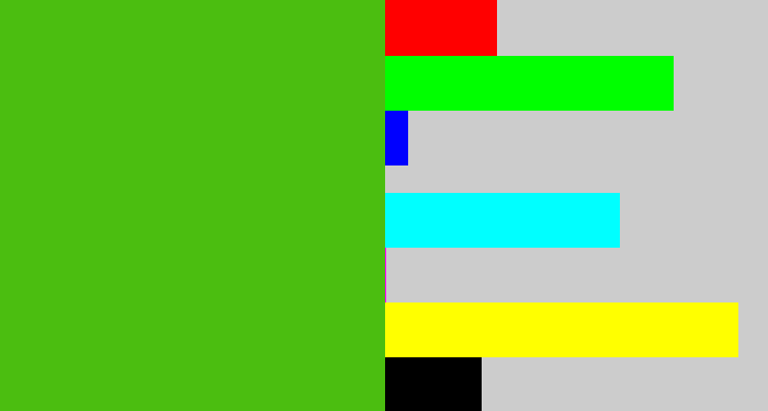 Hex color #4bbe10 - frog green