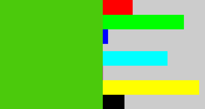Hex color #4bca0c - frog green