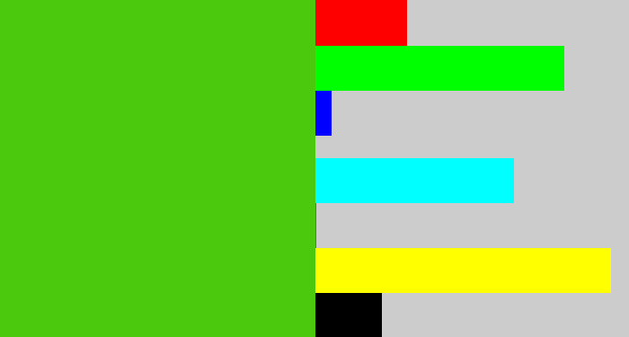 Hex color #4bca0d - frog green