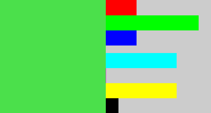 Hex color #4be04b - lightish green
