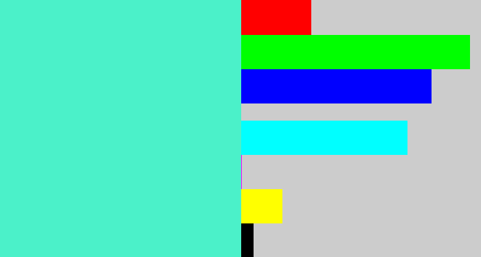 Hex color #4bf1c9 - light greenish blue