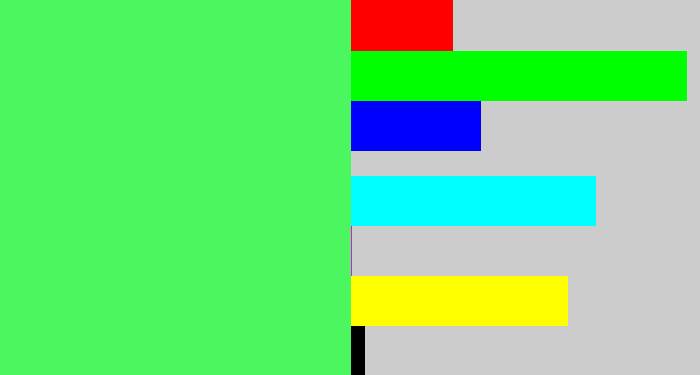Hex color #4bf65e - light bright green