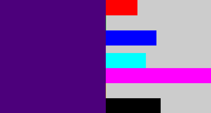 Hex color #4c007b - royal purple