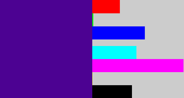 Hex color #4c0292 - indigo