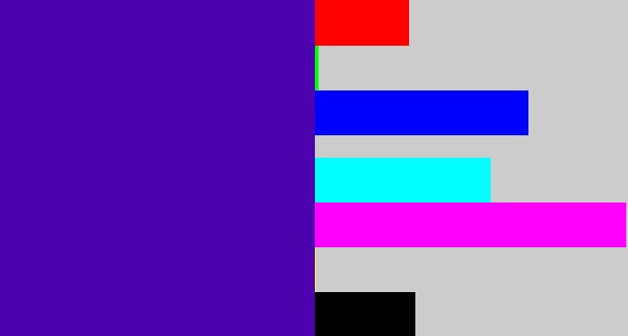 Hex color #4c02ad - indigo blue