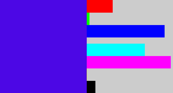 Hex color #4c07e5 - blue/purple