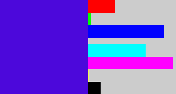 Hex color #4c08db - violet blue